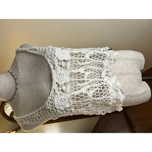 Hollister White Crochet Floral Tank Top M/L